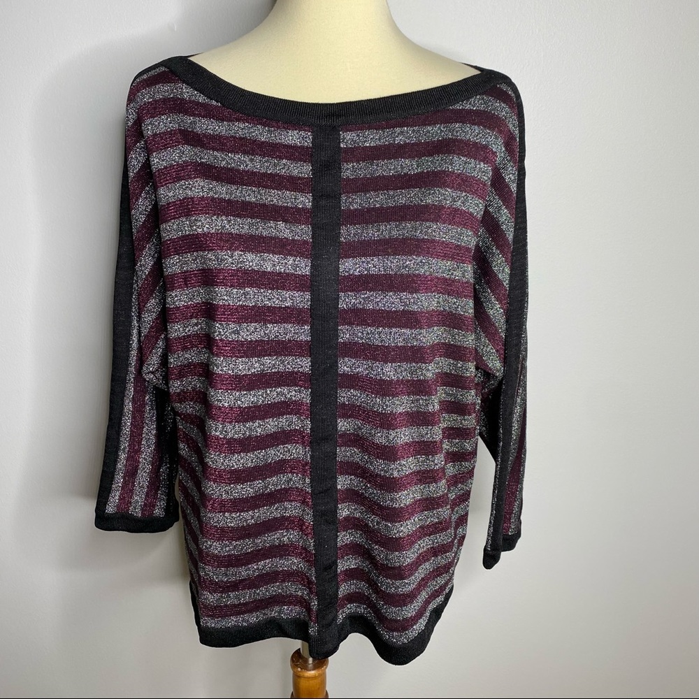 St. John dolman style sleeve striped top large